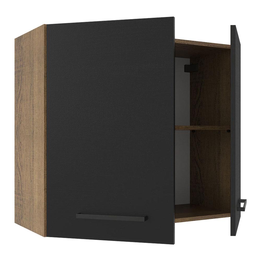 Armário de Cozinha Aéreo 70 cm 2 Portas Rustic/Preto Agata Madesa