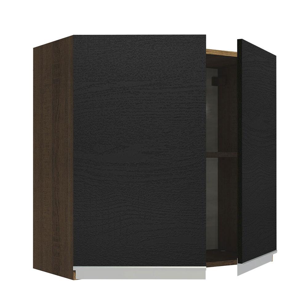 Armário de Cozinha Aéreo 70 cm 2 Portas Rustic/Preto Glamy Madesa