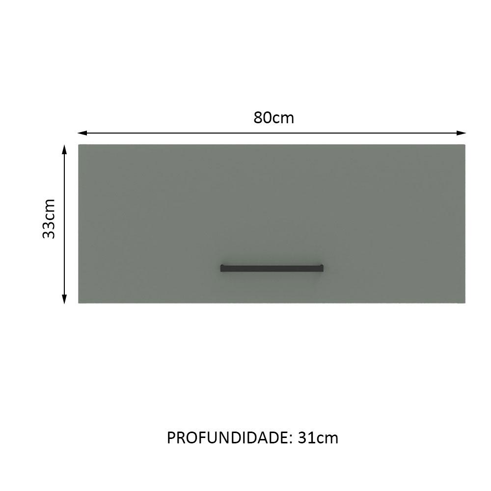 Armário de Cozinha Aéreo 80 cm 1 Porta Basculante Branco/Cinza Agata Madesa