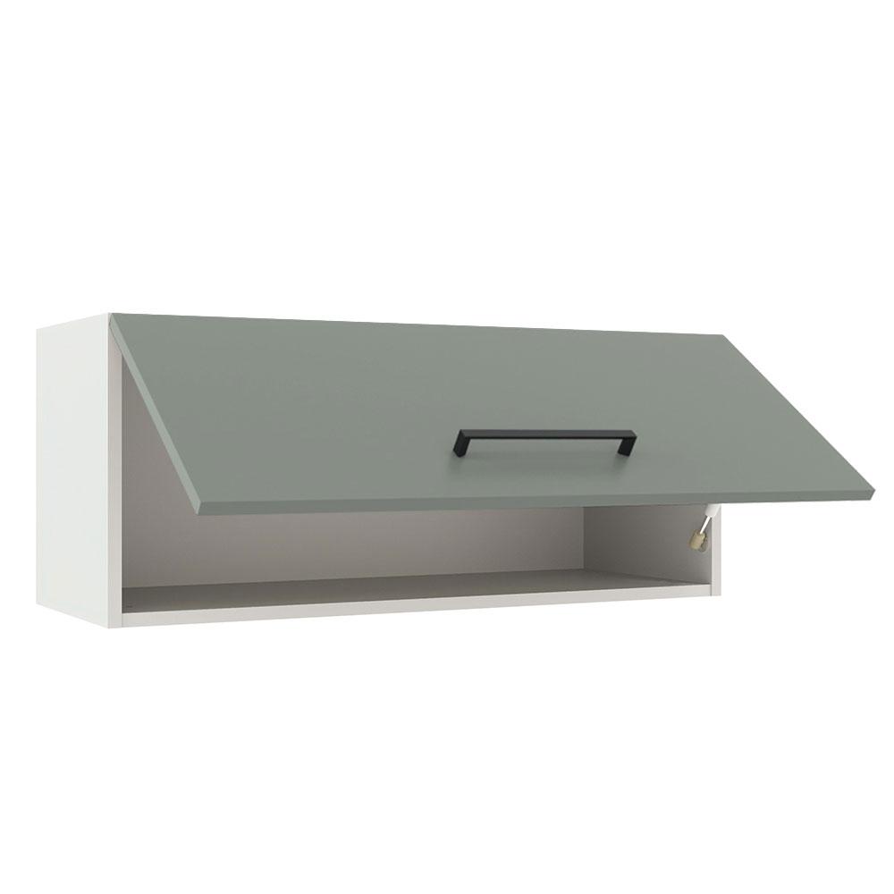Armário de Cozinha Aéreo 80 cm 1 Porta Basculante Branco/Cinza Agata Madesa