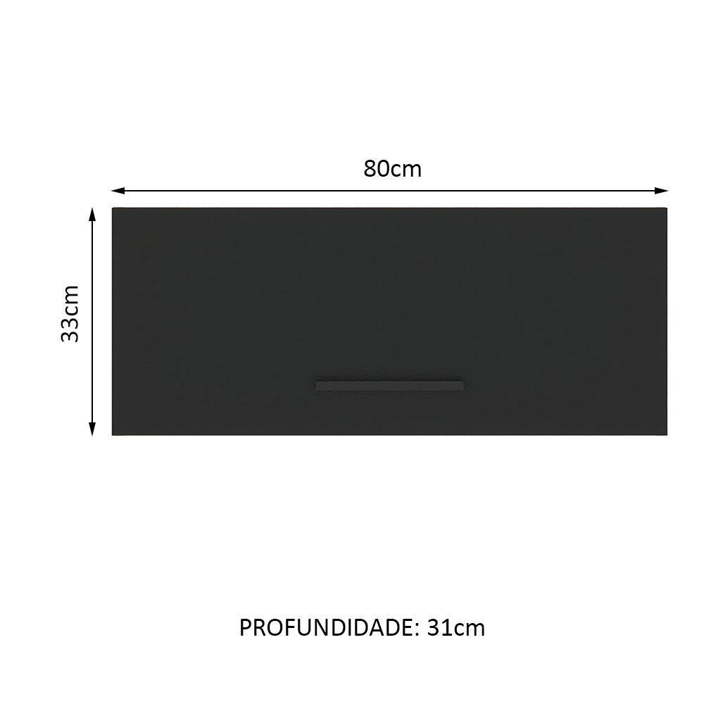 Armário de Cozinha Aéreo 80 cm 1 Porta Basculante Branco/Preto Agata Madesa