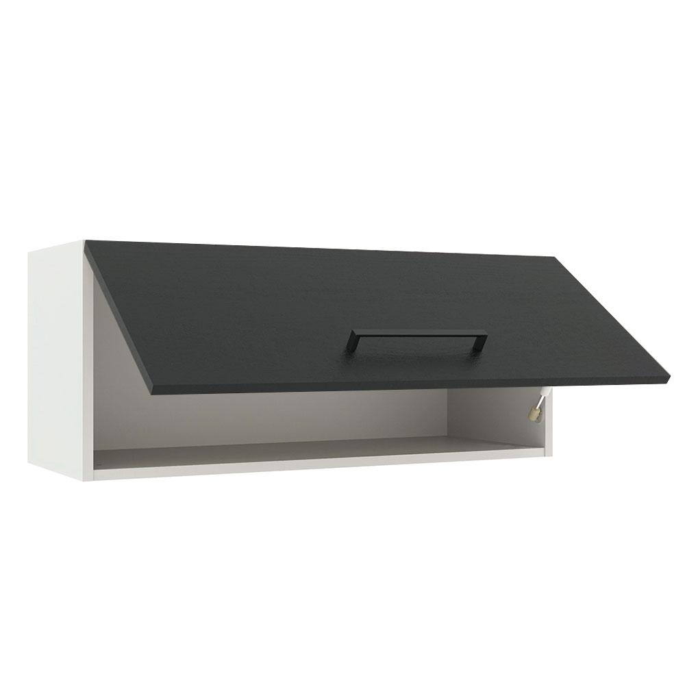 Armário de Cozinha Aéreo 80 cm 1 Porta Basculante Branco/Preto Agata Madesa
