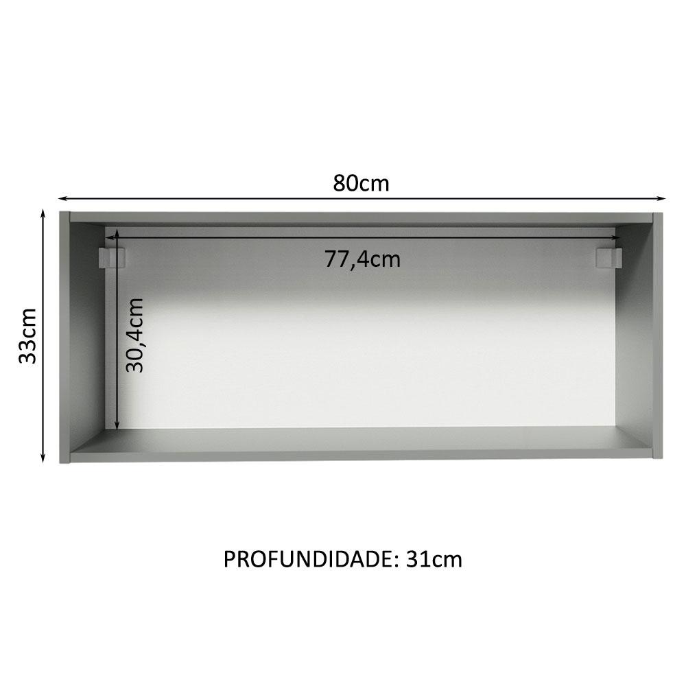 Armário de Cozinha Aéreo 80 cm 1 Porta Basculante Cinza Nice Madesa