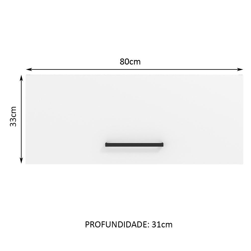 Armário de Cozinha Aéreo 80 cm 1 Porta Basculante Rustic/Branco Agata Madesa