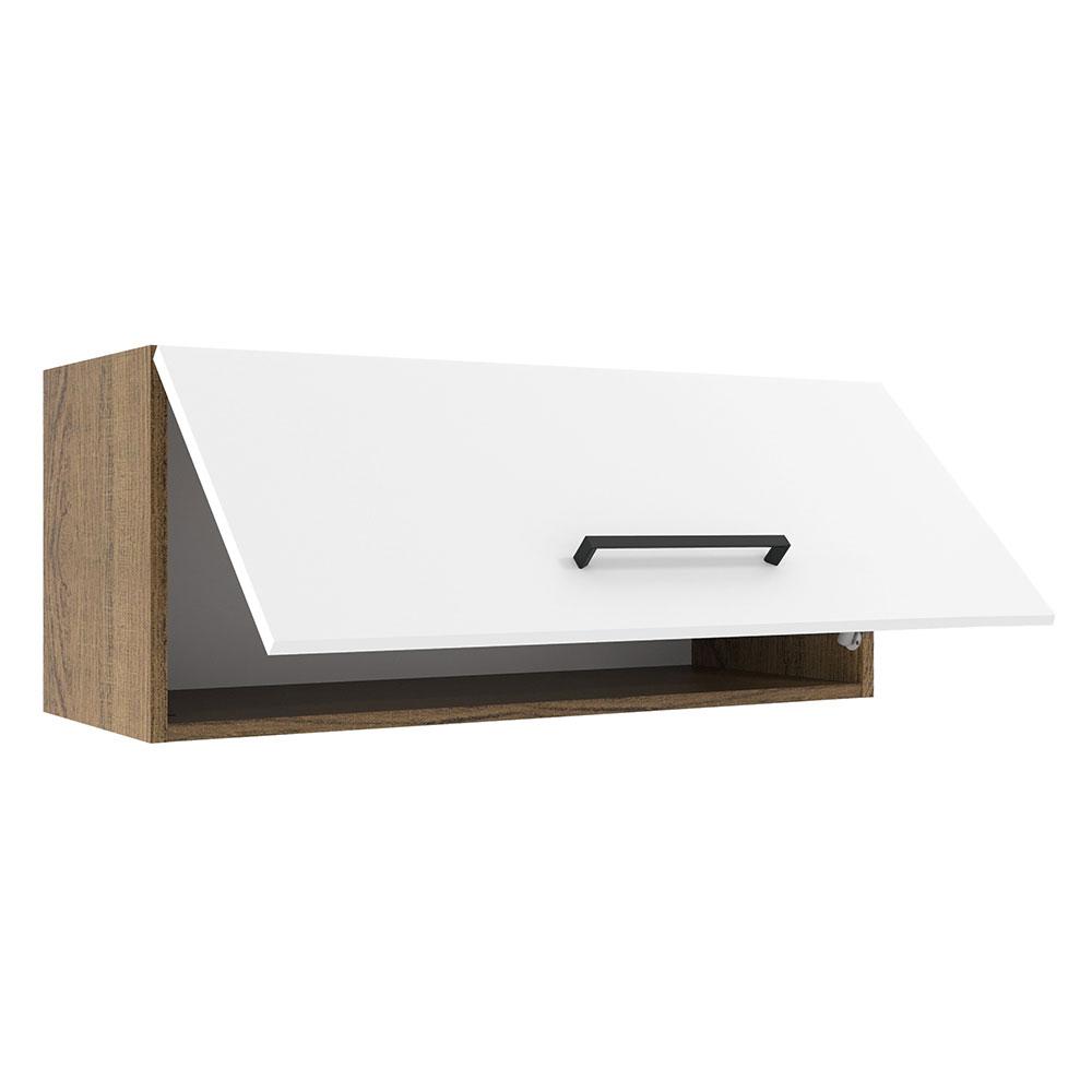 Armário de Cozinha Aéreo 80 cm 1 Porta Basculante Rustic/Branco Agata Madesa