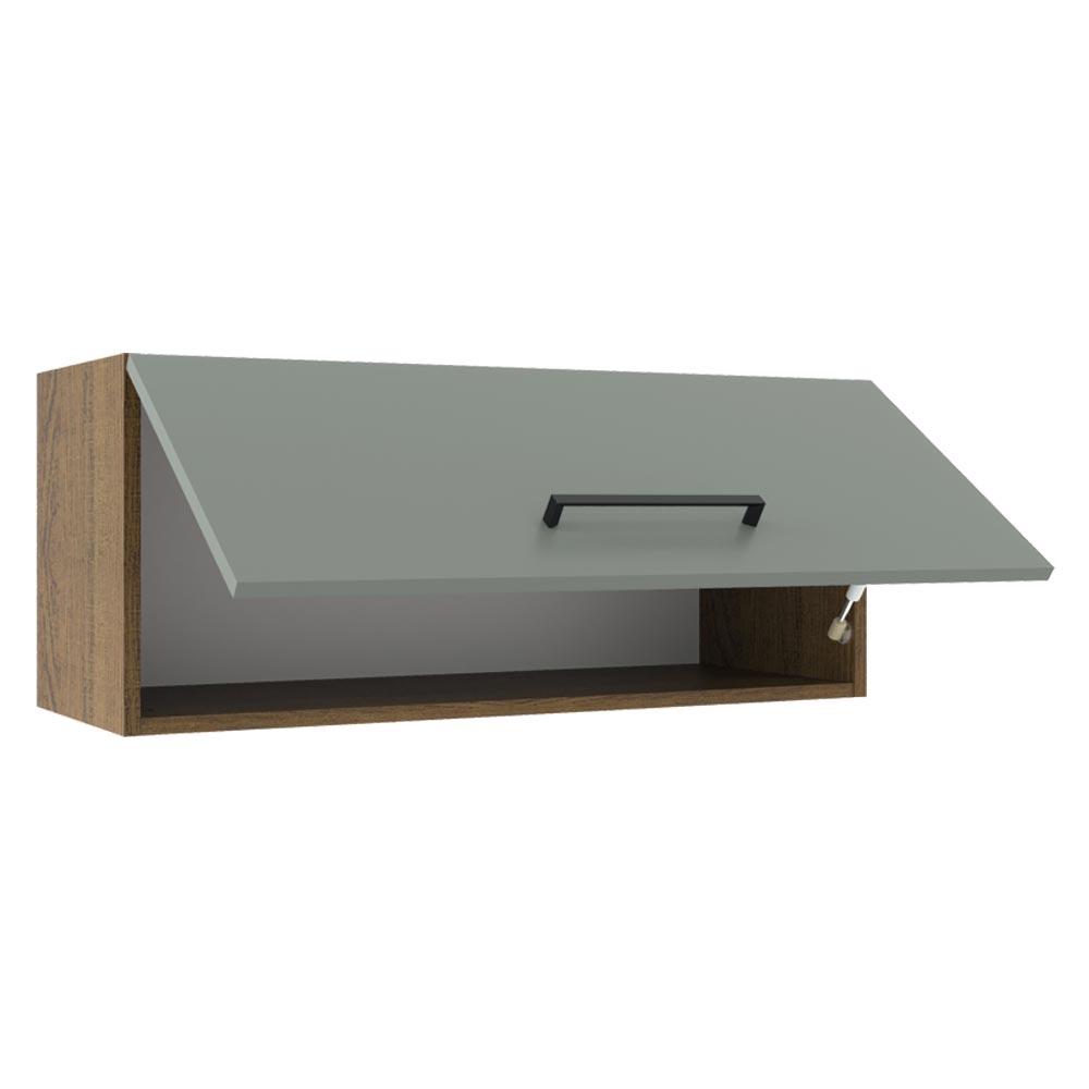 Armário de Cozinha Aéreo 80 cm 1 Porta Basculante Rustic/Cinza Agata Madesa