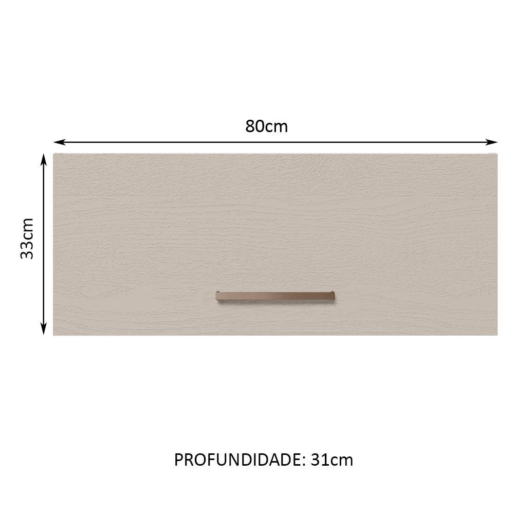 Armário de Cozinha Aéreo 80 cm 1 Porta Basculante Rustic/Crema Agata Madesa
