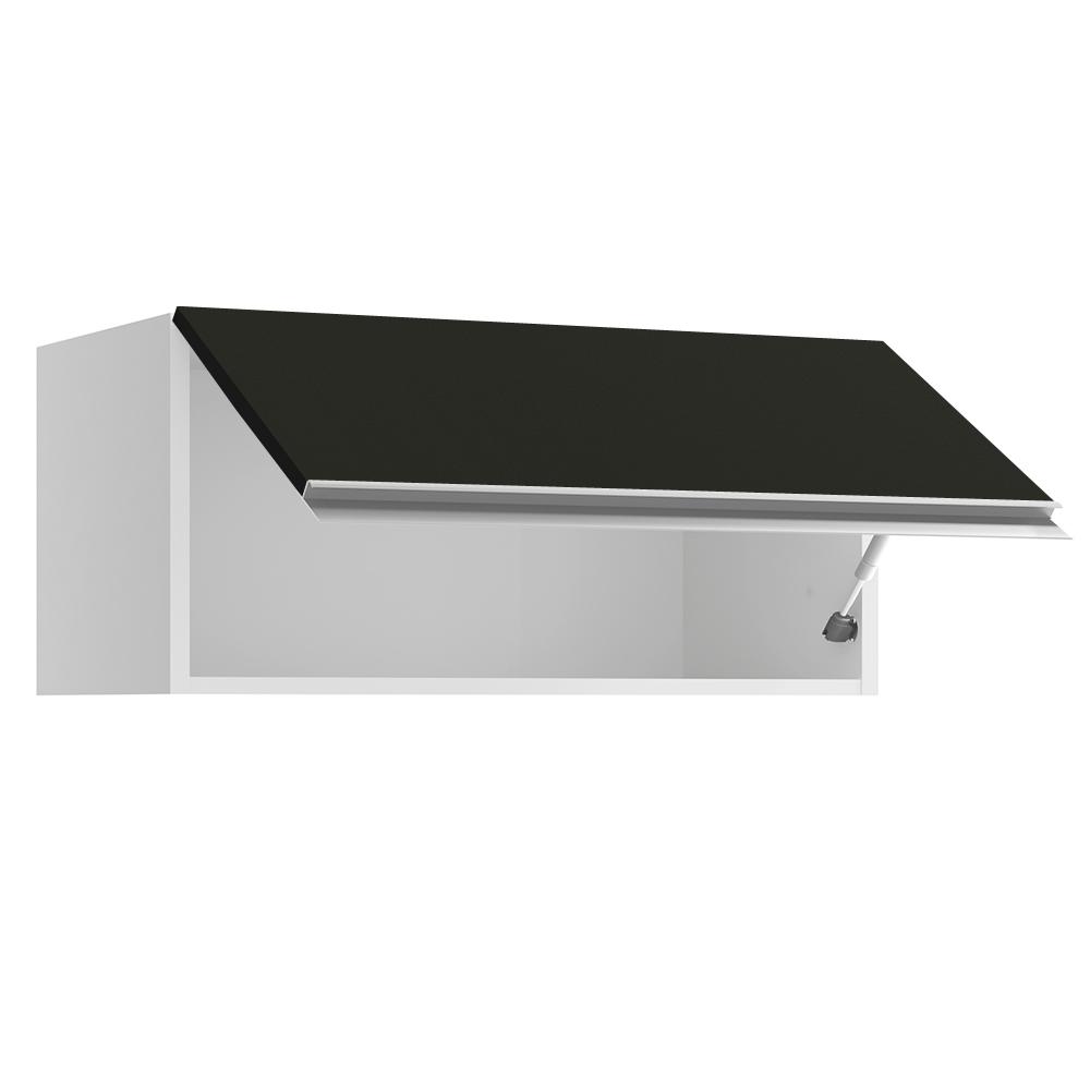Armário de Cozinha Aéreo 80 cm 1 Porta Branco/Preto Glamy Madesa