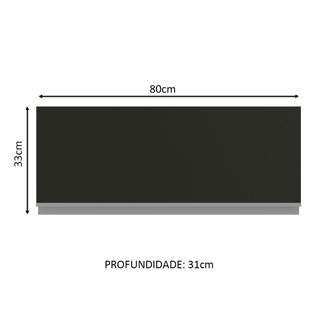 Armário de Cozinha Aéreo 80 cm 1 Porta Rustic/Preto Glamy Madesa