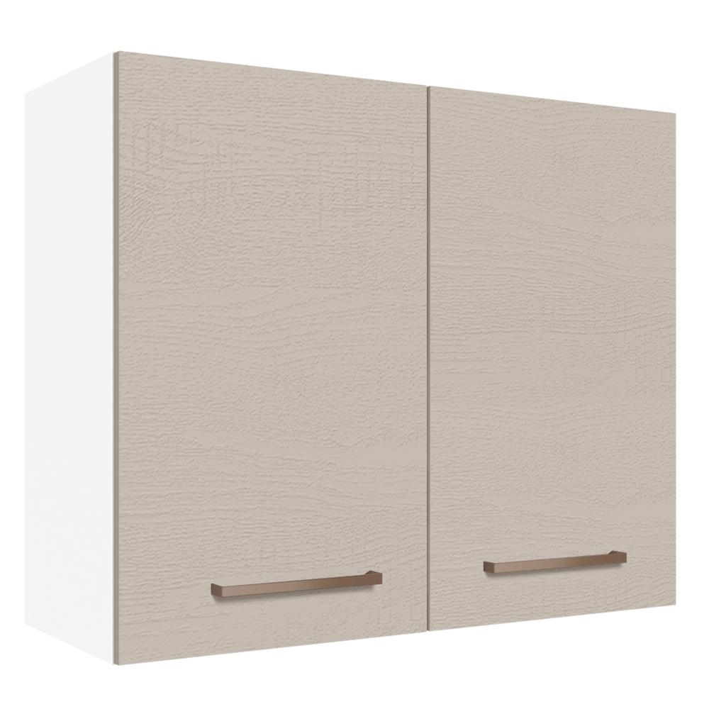 Armário de Cozinha Aéreo 80 cm 2 Portas Branco/Crema Agata Madesa
