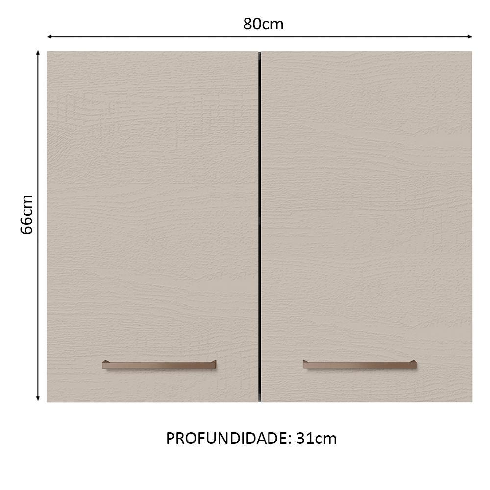 Armário de Cozinha Aéreo 80 cm 2 Portas Branco/Crema Agata Madesa