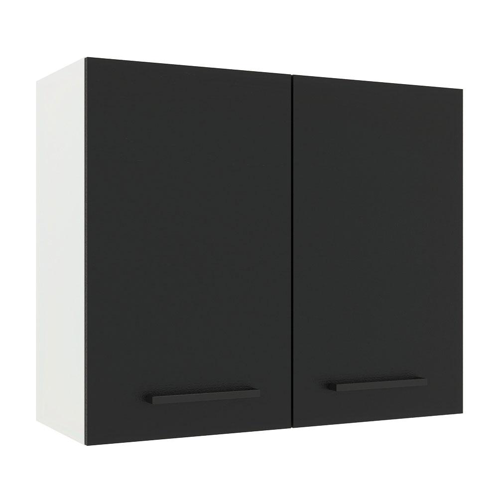 Armário de Cozinha Aéreo 80 cm 2 Portas Branco/Preto Agata Madesa