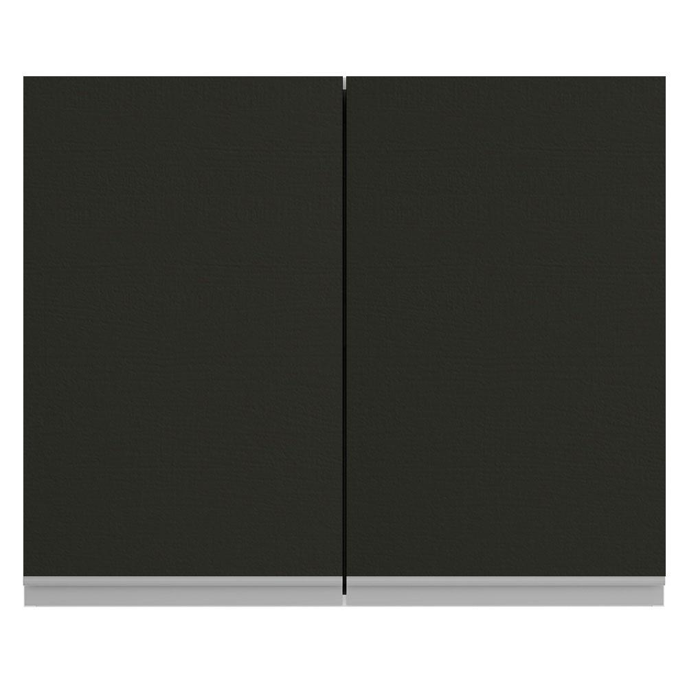 Armário de Cozinha Aéreo 80 cm 2 Portas Branco/Preto Glamy Madesa