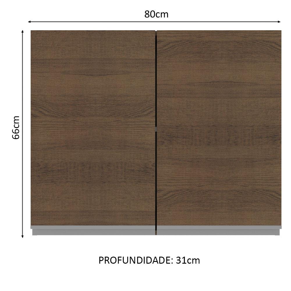 Armário de Cozinha Aéreo 80 cm 2 Portas Rustic Glamy Madesa