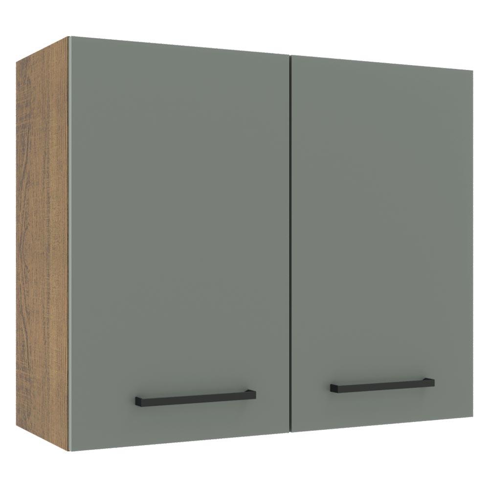 Armário de Cozinha Aéreo 80 cm 2 Portas Rustic/Cinza Agata Madesa