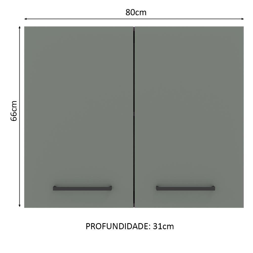 Armário de Cozinha Aéreo 80 cm 2 Portas Rustic/Cinza Agata Madesa