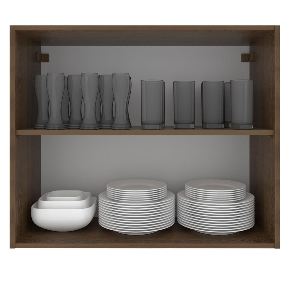 Armário de Cozinha Aéreo 80 cm 2 Portas Rustic/Cinza Agata Madesa