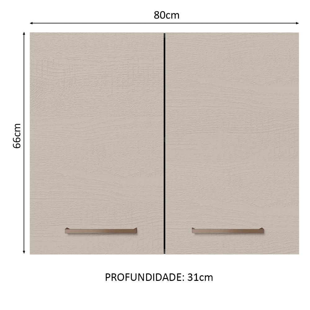 Armário de Cozinha Aéreo 80 cm 2 Portas Rustic/Crema Agata Madesa