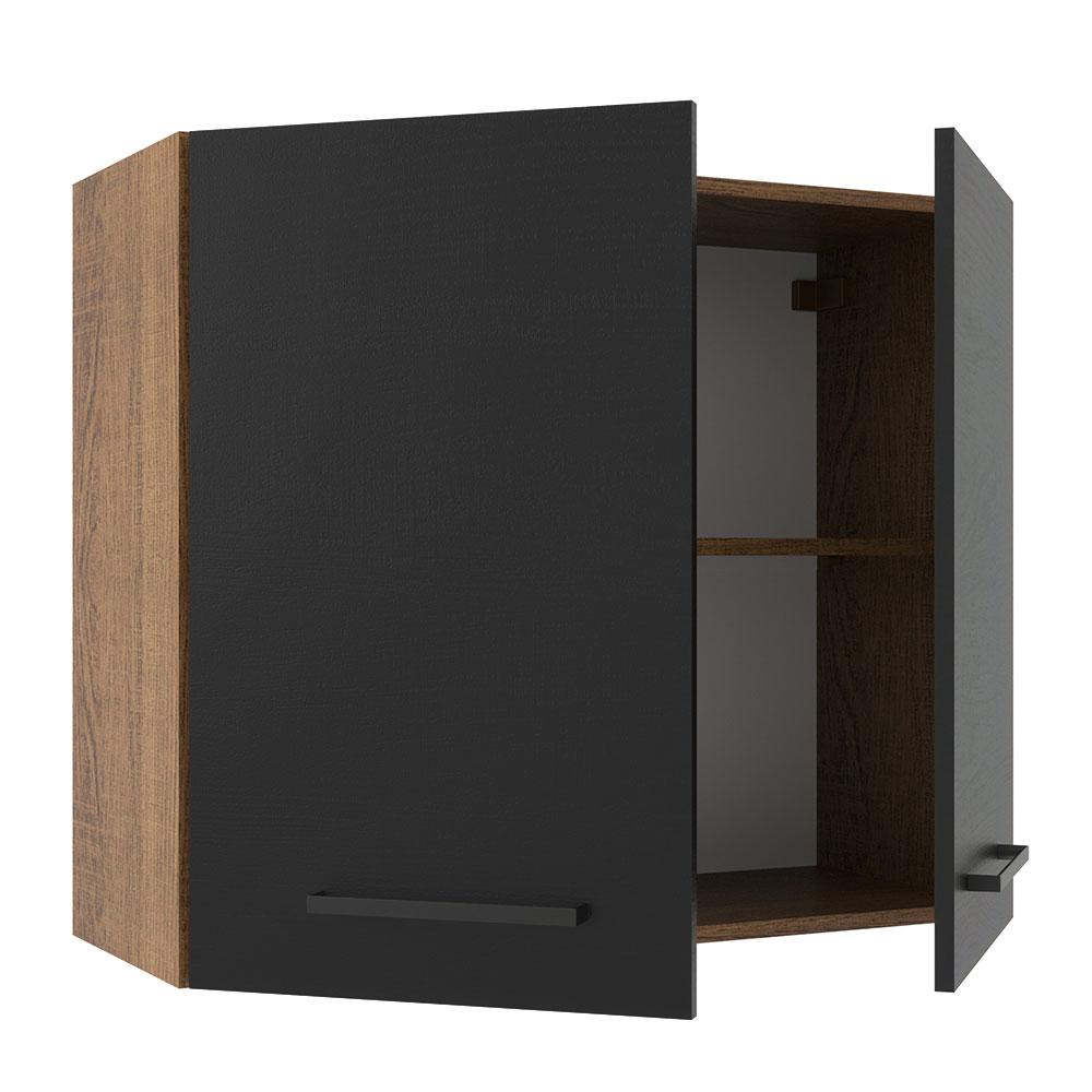 Armário de Cozinha Aéreo 80 cm 2 Portas Rustic/Preto Agata Madesa