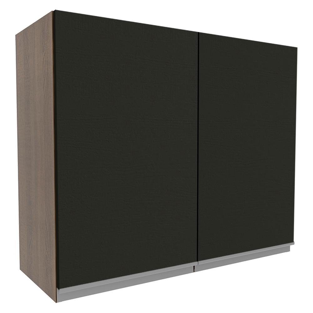 Armário de Cozinha Aéreo 80 cm 2 Portas Rustic/Preto Glamy Madesa
