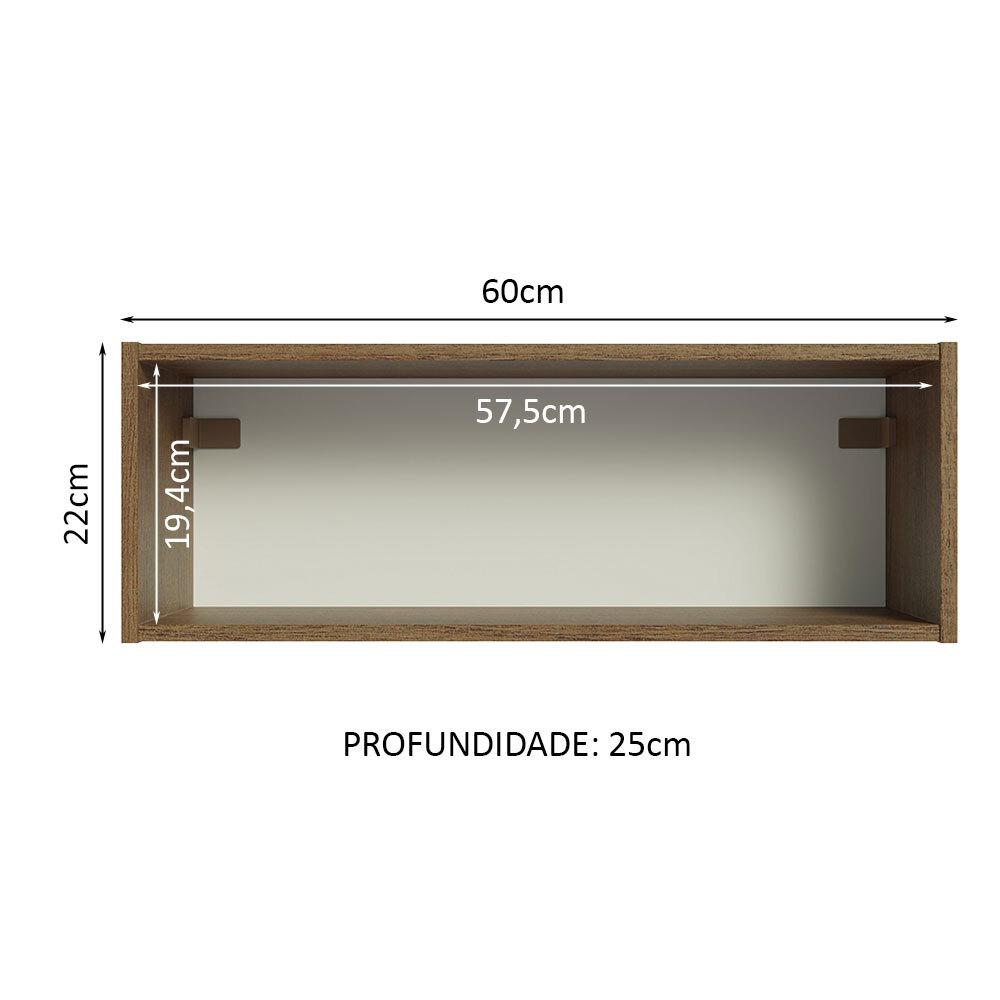 Armário de Cozinha Aéreo com Nicho Aberto 60cm Rustic Emilly Madesa