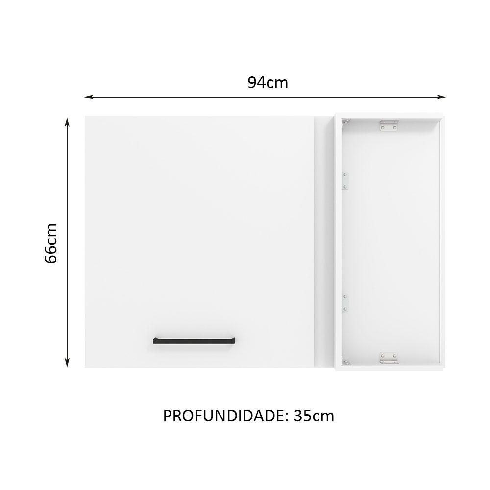 Armário de Cozinha Aéreo de Canto 1 Porta Branco Agata Madesa
