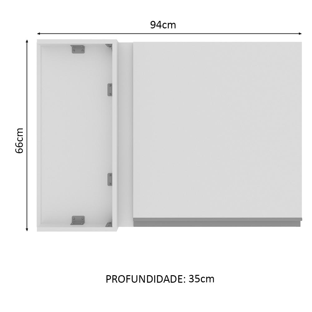 Armário de Cozinha Aéreo de Canto 1 Porta Branco Glamy Madesa