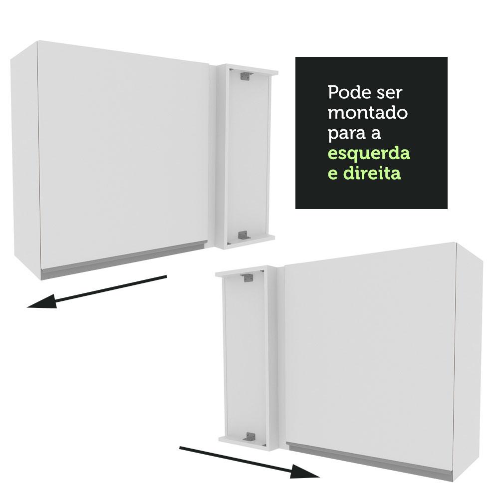 Armário de Cozinha Aéreo de Canto 1 Porta Branco Glamy Madesa