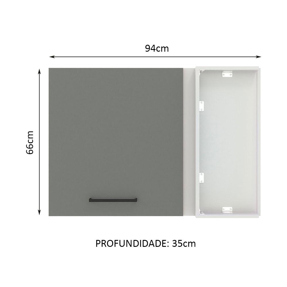Armário de Cozinha Aéreo de Canto 1 Porta Branco/Cinza Agata Madesa
