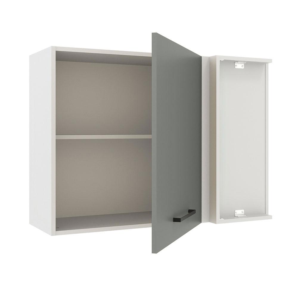 Armário de Cozinha Aéreo de Canto 1 Porta Branco/Cinza Agata Madesa