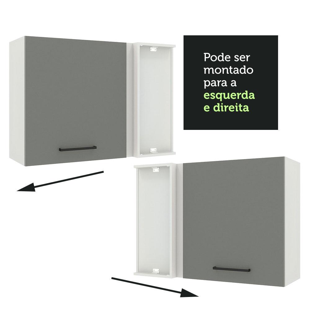 Armário de Cozinha Aéreo de Canto 1 Porta Branco/Cinza Agata Madesa