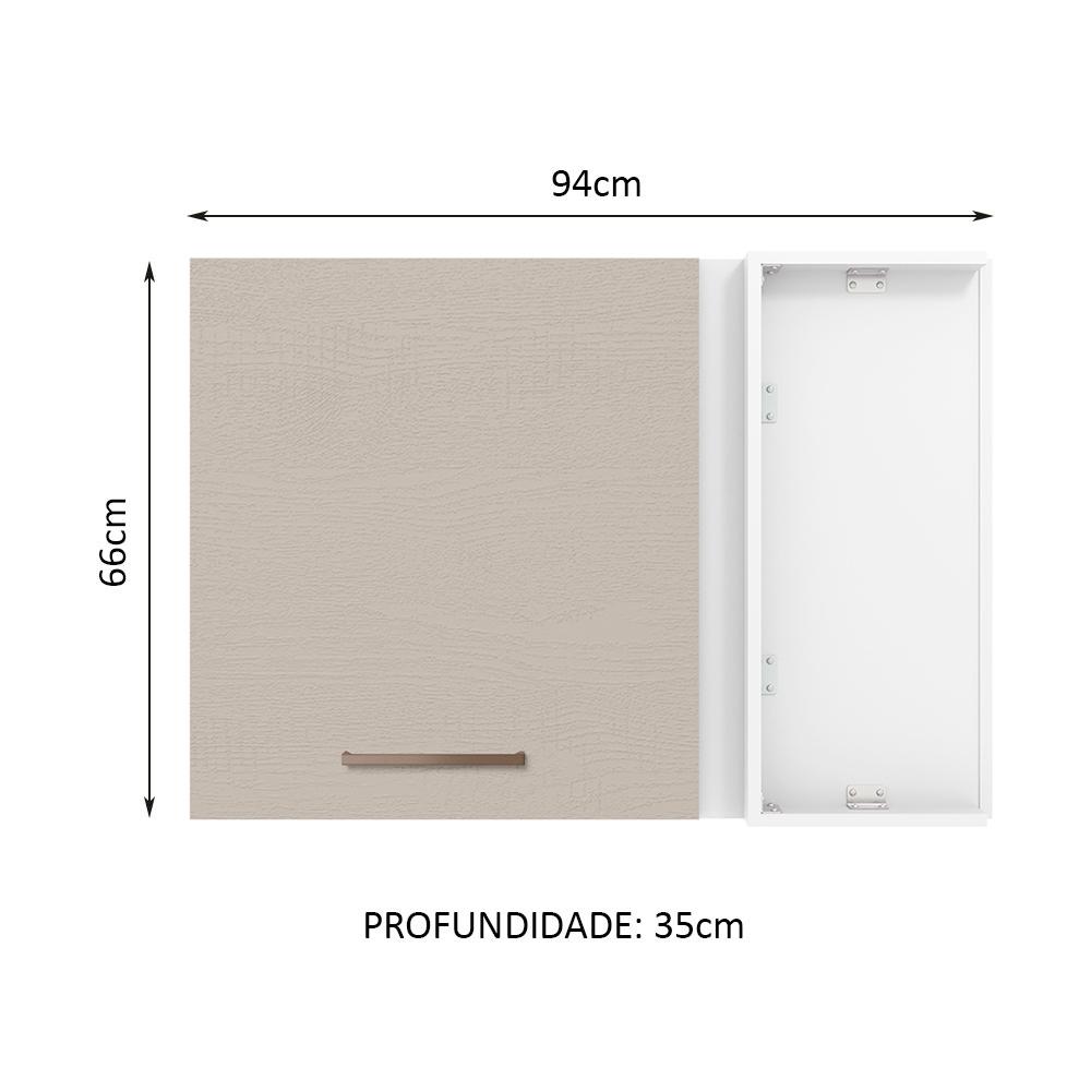Armário de Cozinha Aéreo de Canto 1 Porta Branco/Crema Agata Madesa