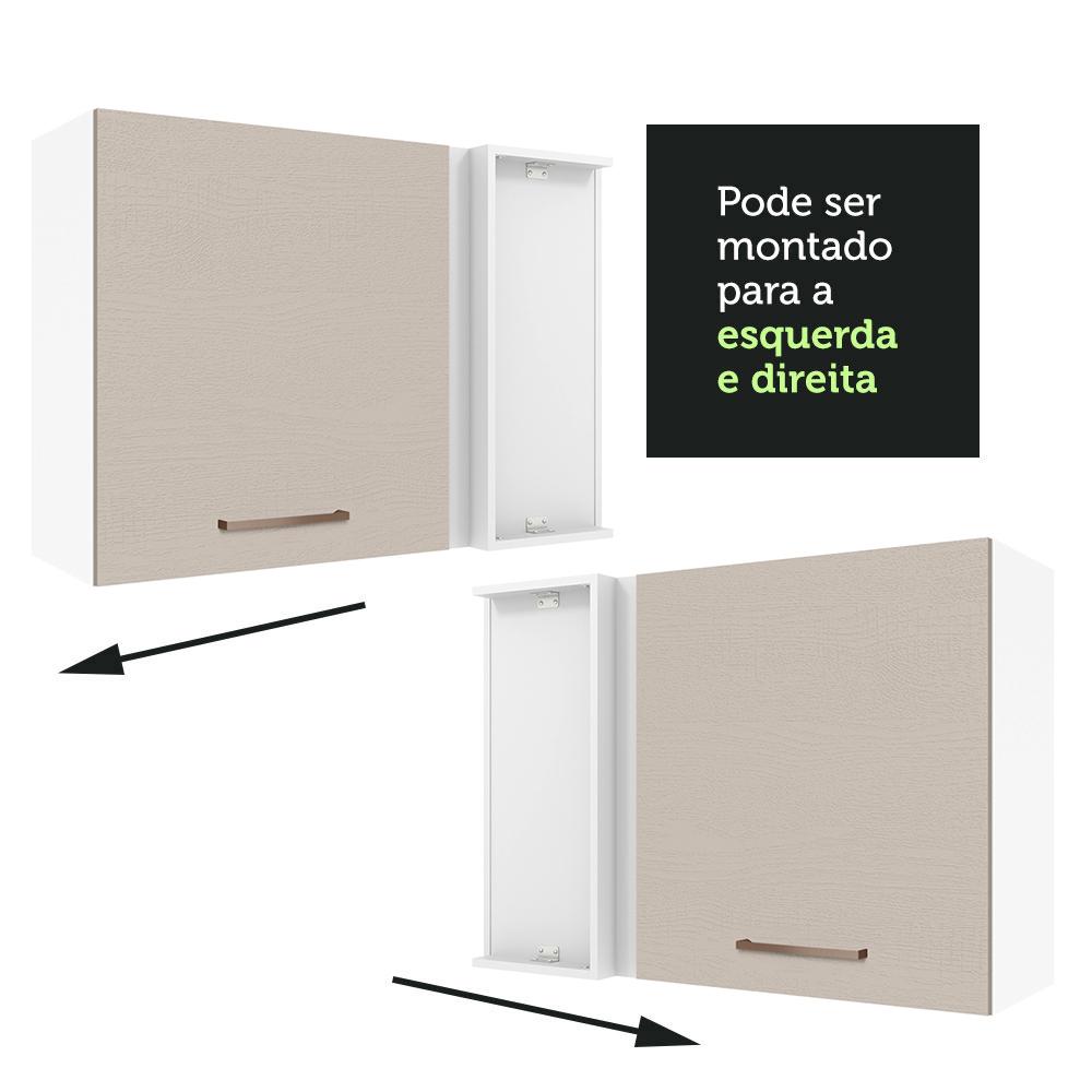 Armário de Cozinha Aéreo de Canto 1 Porta Branco/Crema Agata Madesa