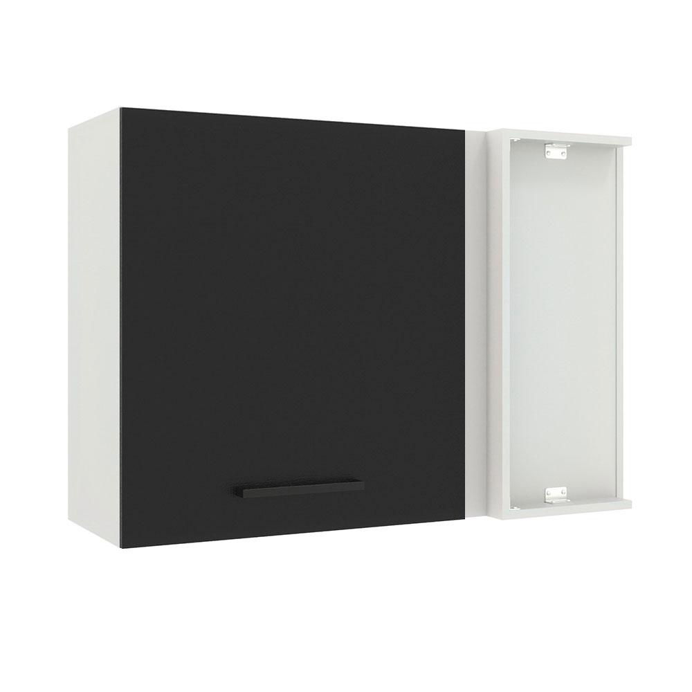 Armário de Cozinha Aéreo de Canto 1 Porta Branco/Preto Agata Madesa