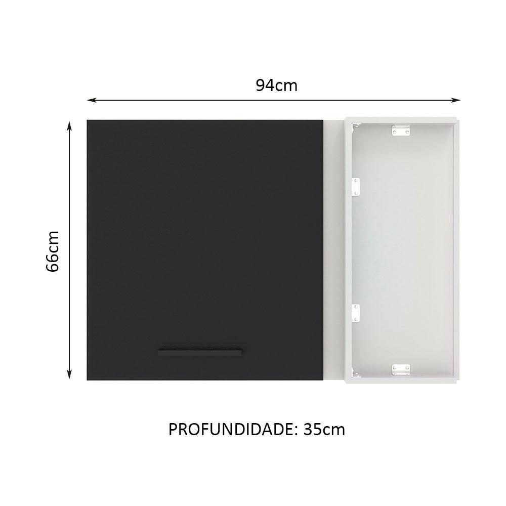 Armário de Cozinha Aéreo de Canto 1 Porta Branco/Preto Agata Madesa