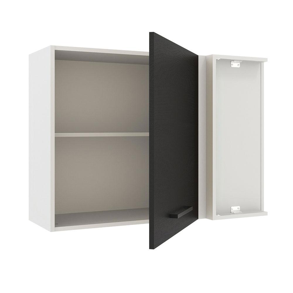 Armário de Cozinha Aéreo de Canto 1 Porta Branco/Preto Agata Madesa