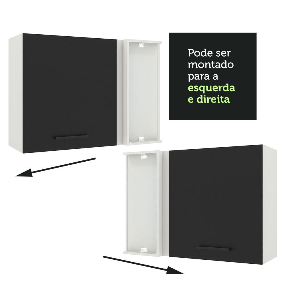 Armário de Cozinha Aéreo de Canto 1 Porta Branco/Preto Agata Madesa