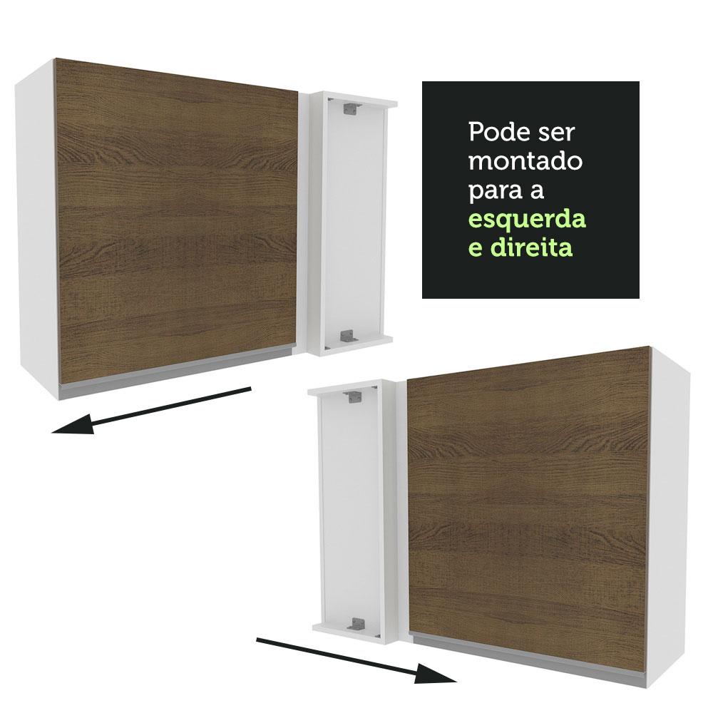 Armário de Cozinha Aéreo de Canto 1 Porta Branco/Rustic Glamy Madesa