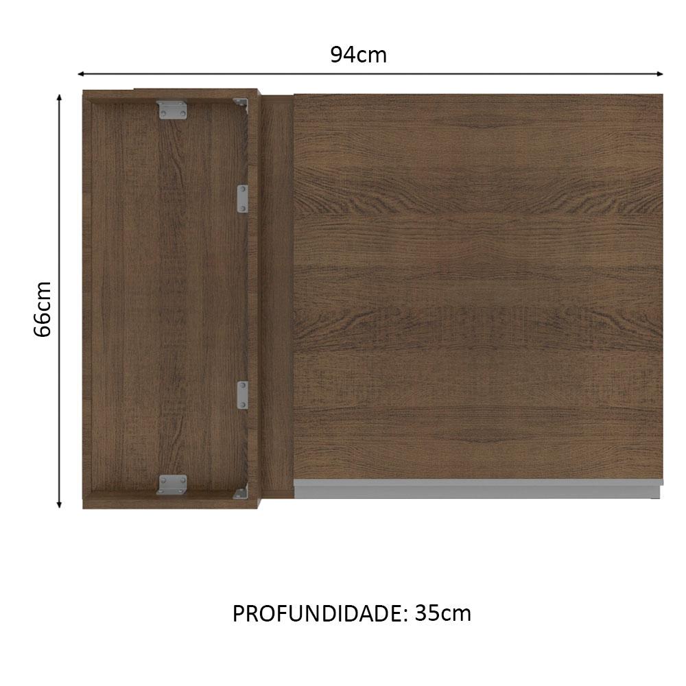 Armário de Cozinha Aéreo de Canto 1 Porta Rustic Glamy Madesa