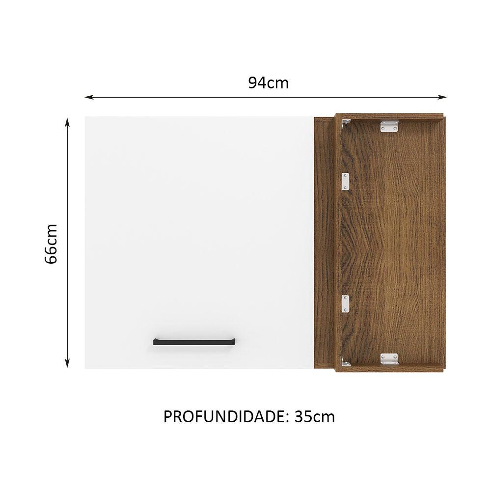 Armário de Cozinha Aéreo de Canto 1 Porta Rustic/Branco Agata Madesa