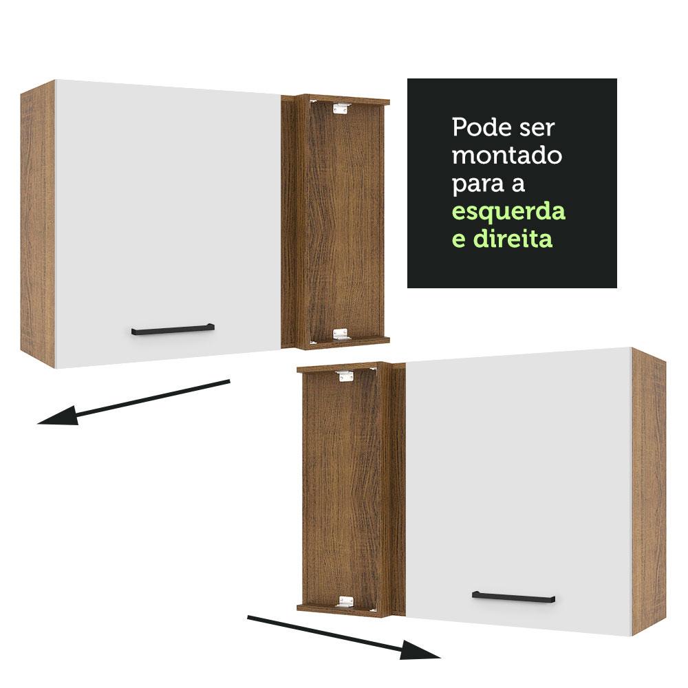Armário de Cozinha Aéreo de Canto 1 Porta Rustic/Branco Agata Madesa