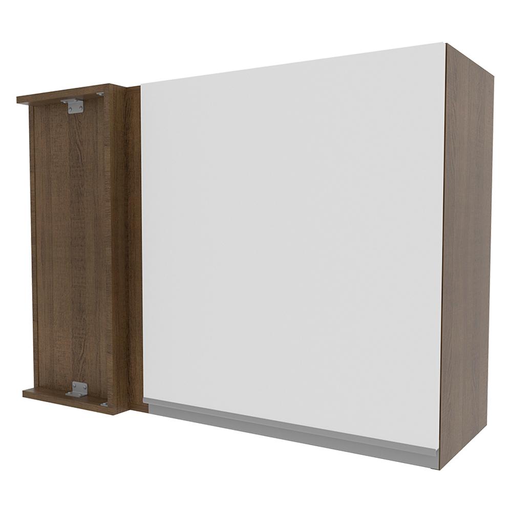 Armário de Cozinha Aéreo de Canto 1 Porta Rustic/Branco Glamy Madesa