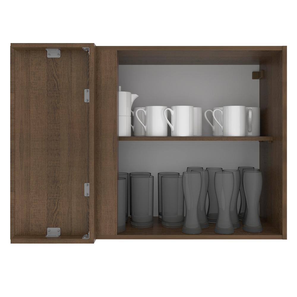 Armário de Cozinha Aéreo de Canto 1 Porta Rustic/Branco Glamy Madesa