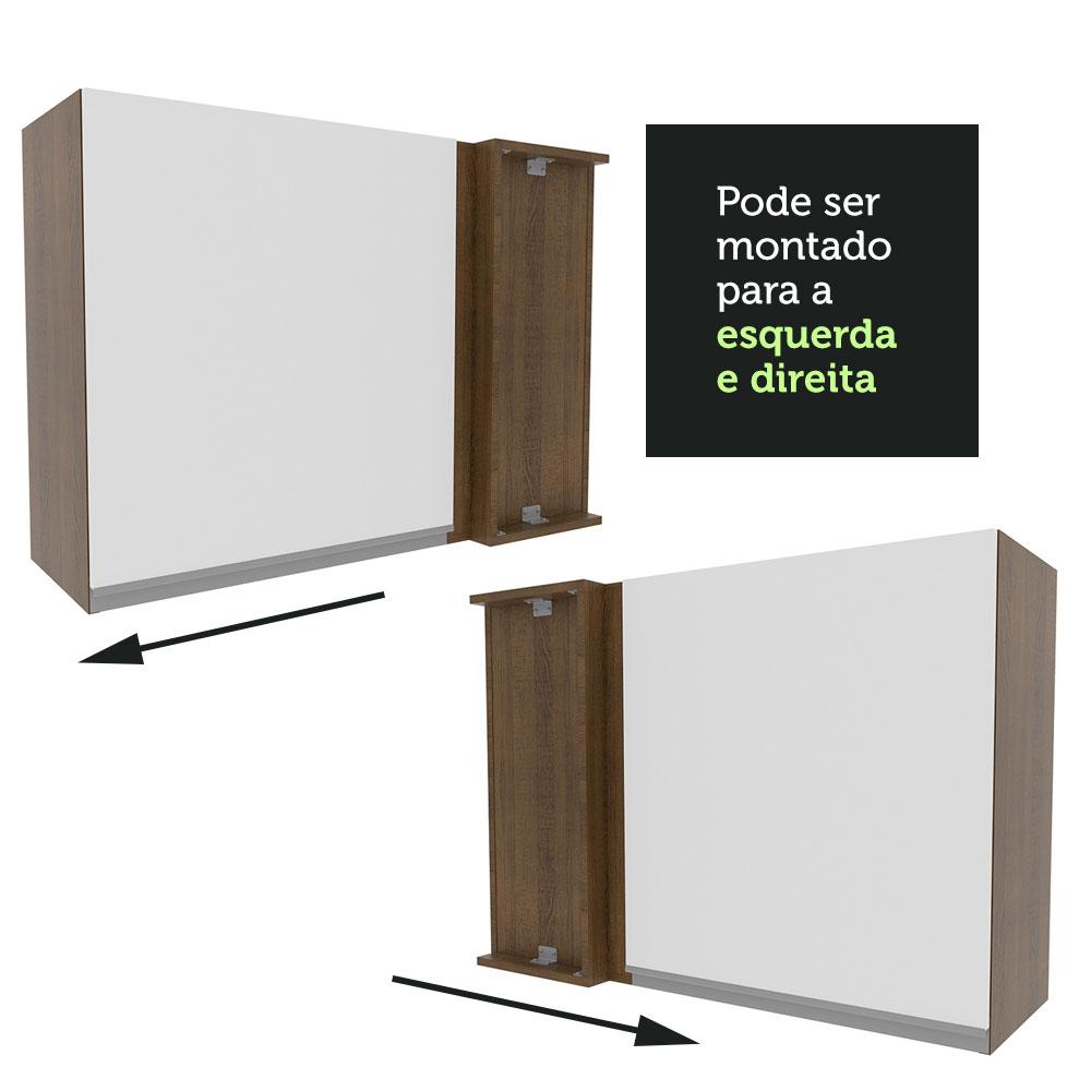 Armário de Cozinha Aéreo de Canto 1 Porta Rustic/Branco Glamy Madesa