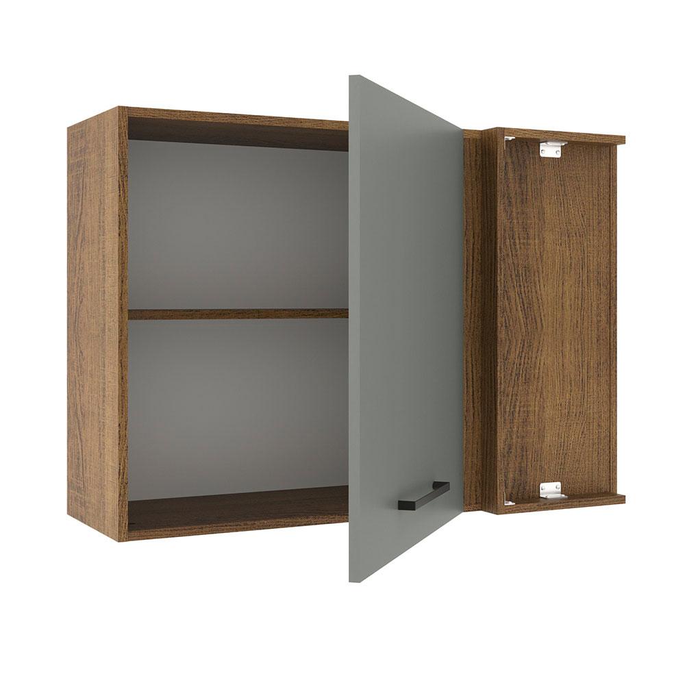Armário de Cozinha Aéreo de Canto 1 Porta Rustic/Cinza Agata Madesa