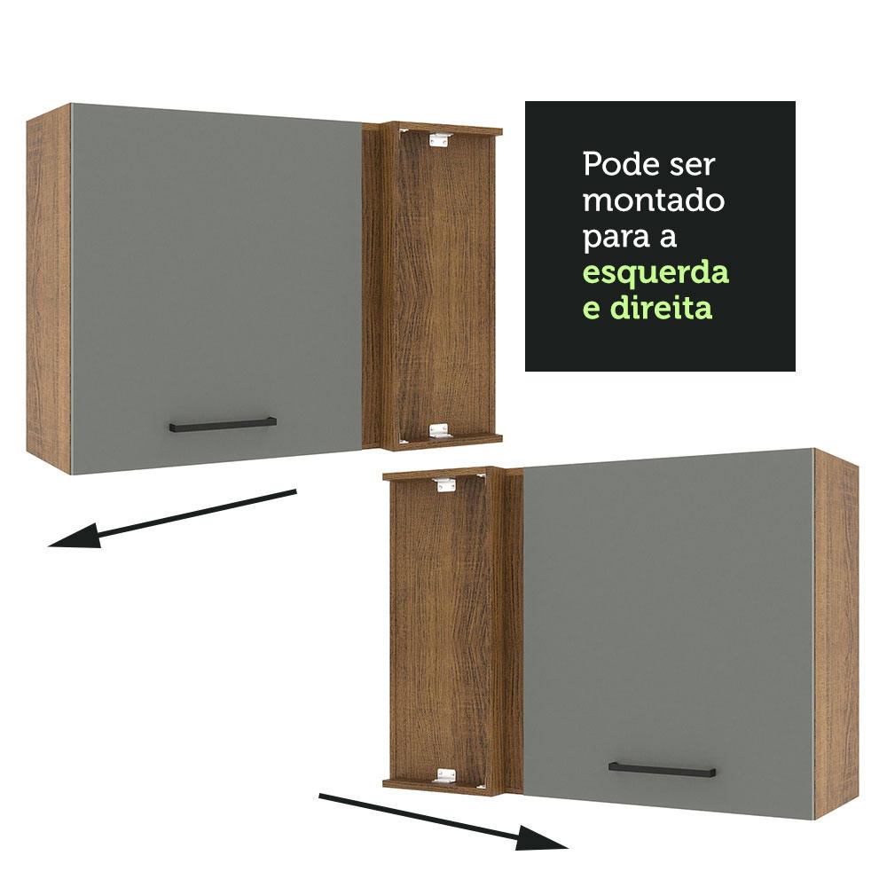 Armário de Cozinha Aéreo de Canto 1 Porta Rustic/Cinza Agata Madesa