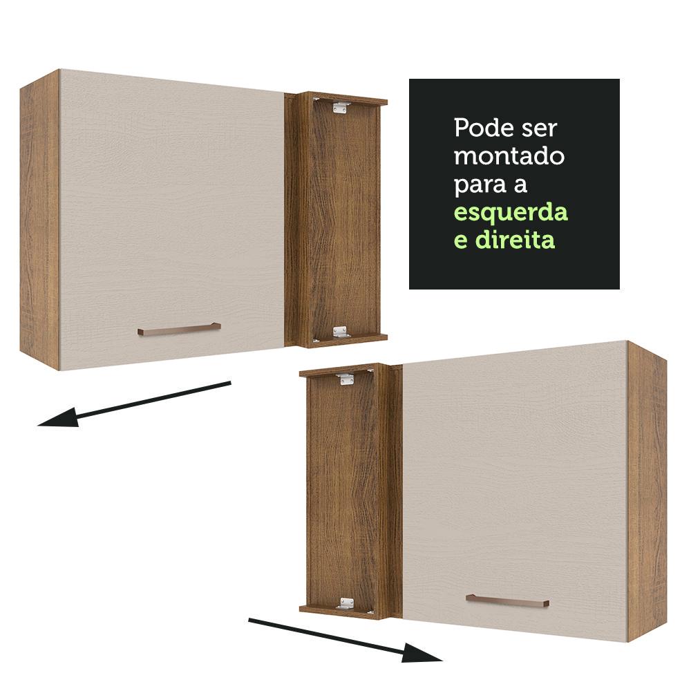 Armário de Cozinha Aéreo de Canto 1 Porta Rustic/Crema Agata Madesa