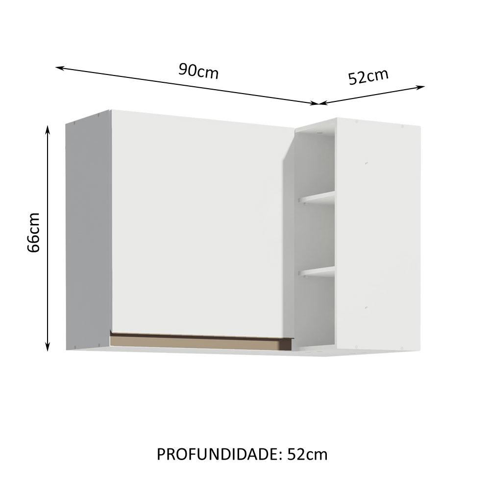 Armário de Cozinha Aéreo de Canto 1 Porta e Adega Branco Reims Madesa