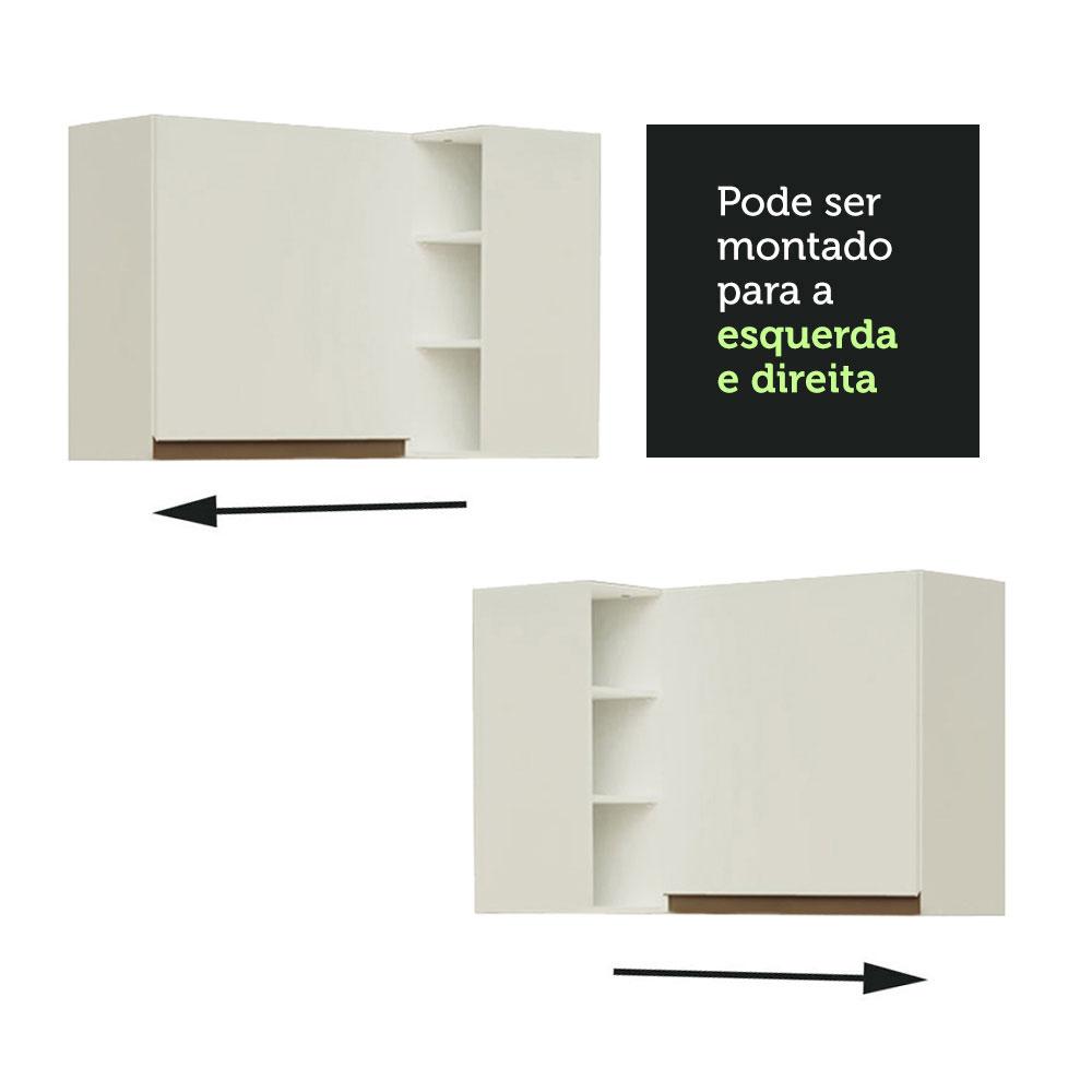 Armário de Cozinha Aéreo de Canto 1 Porta e Adega Branco Reims Madesa