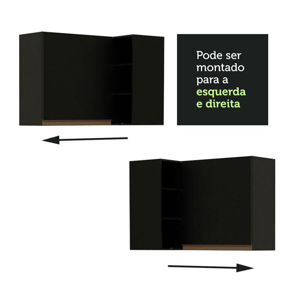 Armário de Cozinha Aéreo de Canto 1 Porta e Adega Preto Reims Madesa 